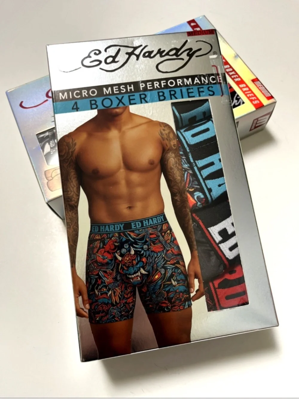 Ed Hardy 8pc Performance Boxer Briefs Bundle Medium Tattoo Multicolor NIB